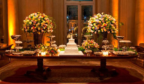 mesa de bolo de casamento